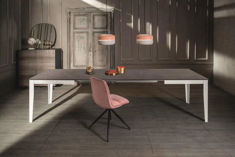Anthracite-white extendable table 80 cm x 130-290 cm H. 76 cm