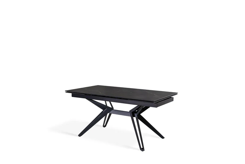 Table extensible noir mat avec pieds en H, 90x160-240x76 cm