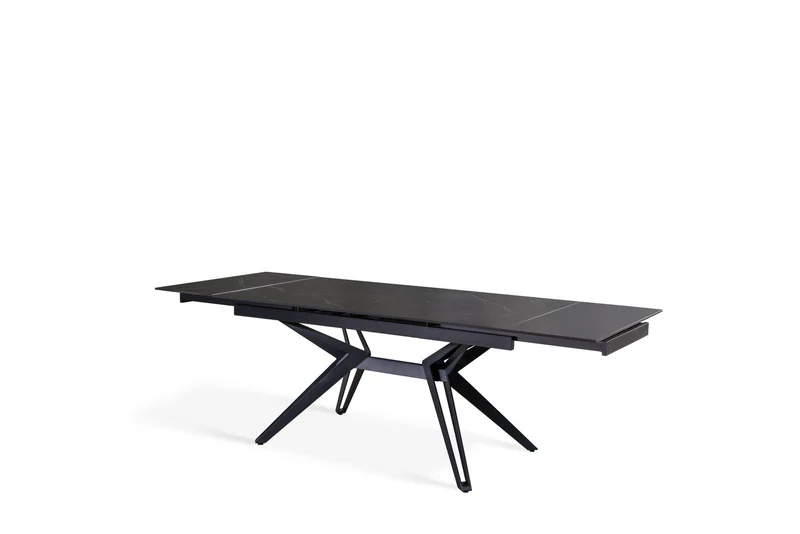 Table extensible noir mat avec pieds en H, 90x160-240x76 cm