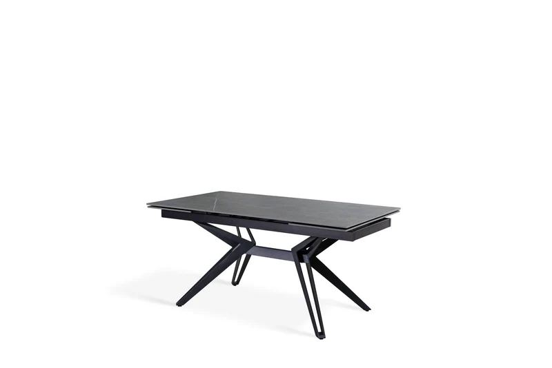 Table extensible gris-noir mat, pieds en H, 90x160-240x76