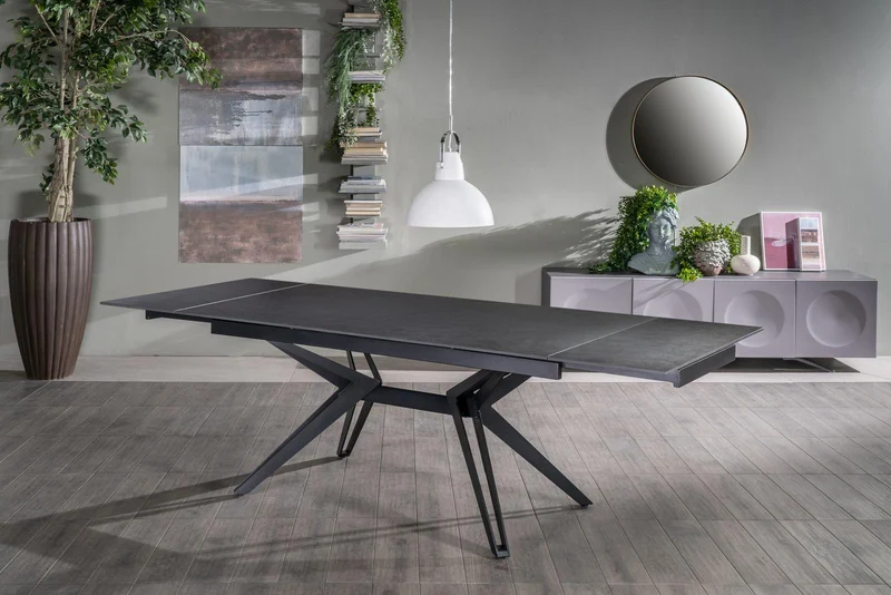 Table Extensible Vintage Gris-Noir Mat H, 90x160-240x76 cm