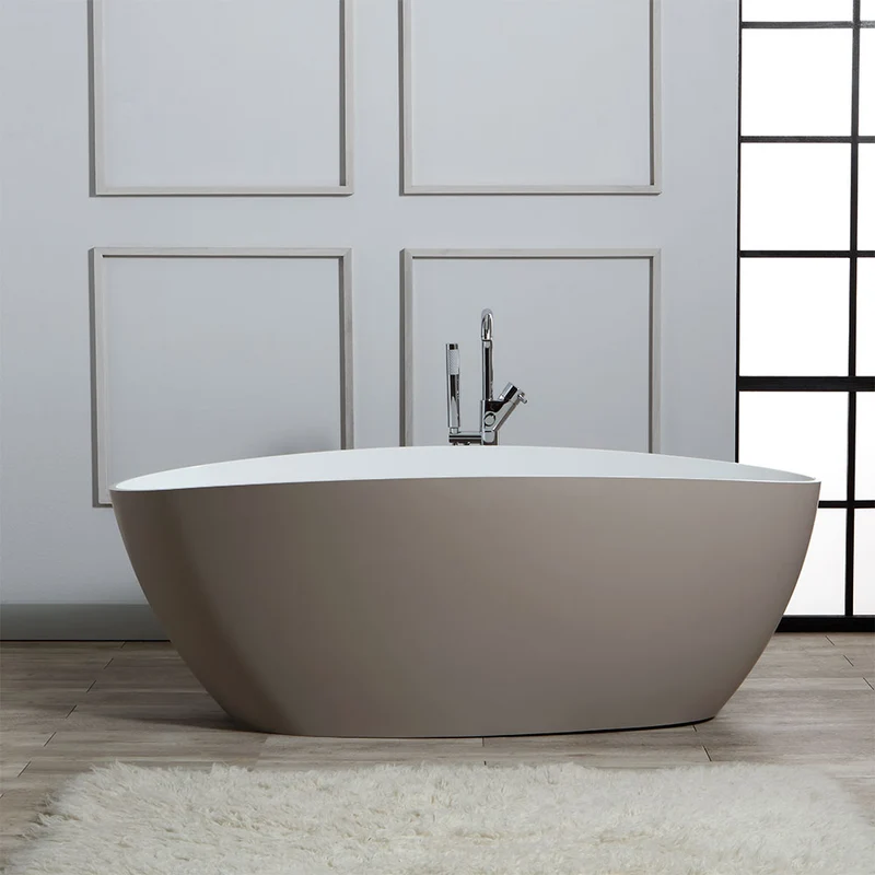 Baignoire autoportante en résine beige