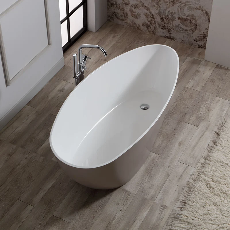Baignoire autoportante en résine beige