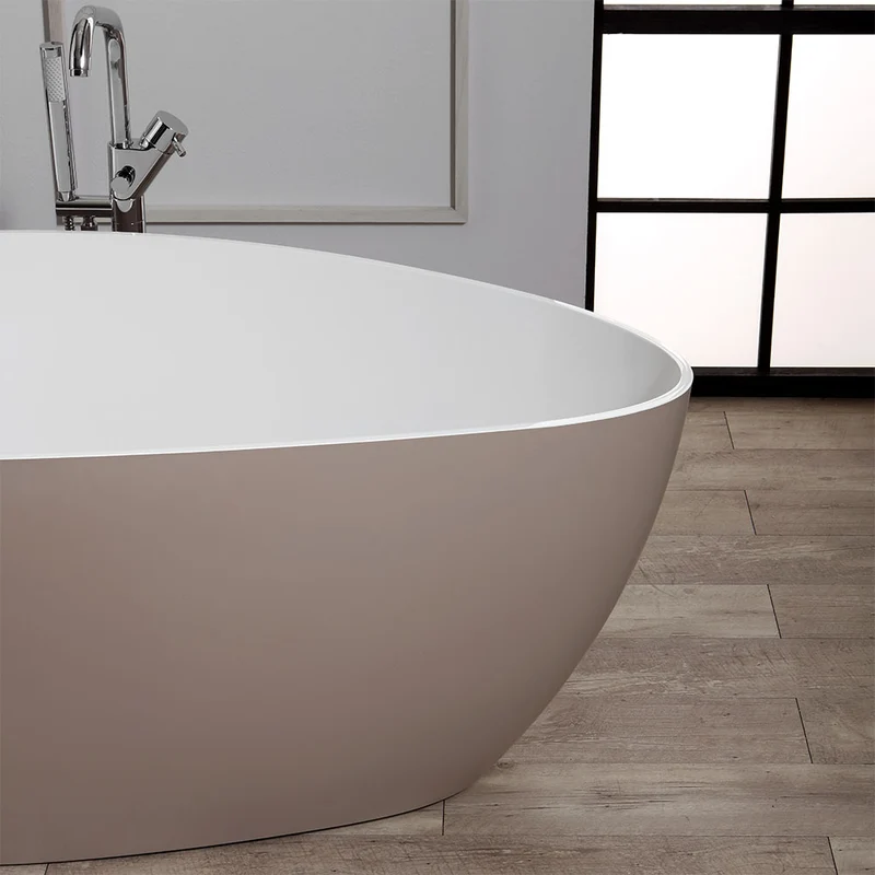 Baignoire autoportante en résine beige
