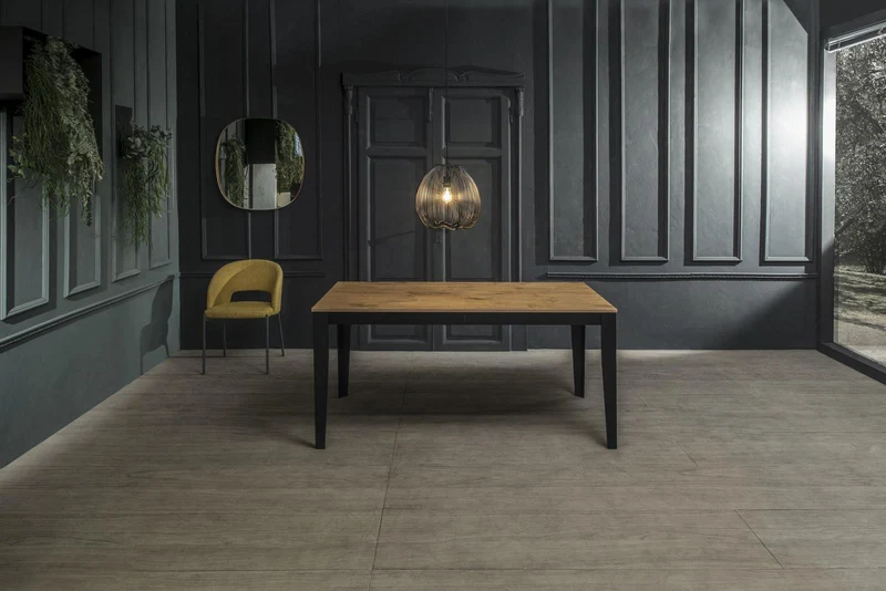 Table extensible chêne noir 90 cm x 156- 316 cm H. 76 cm