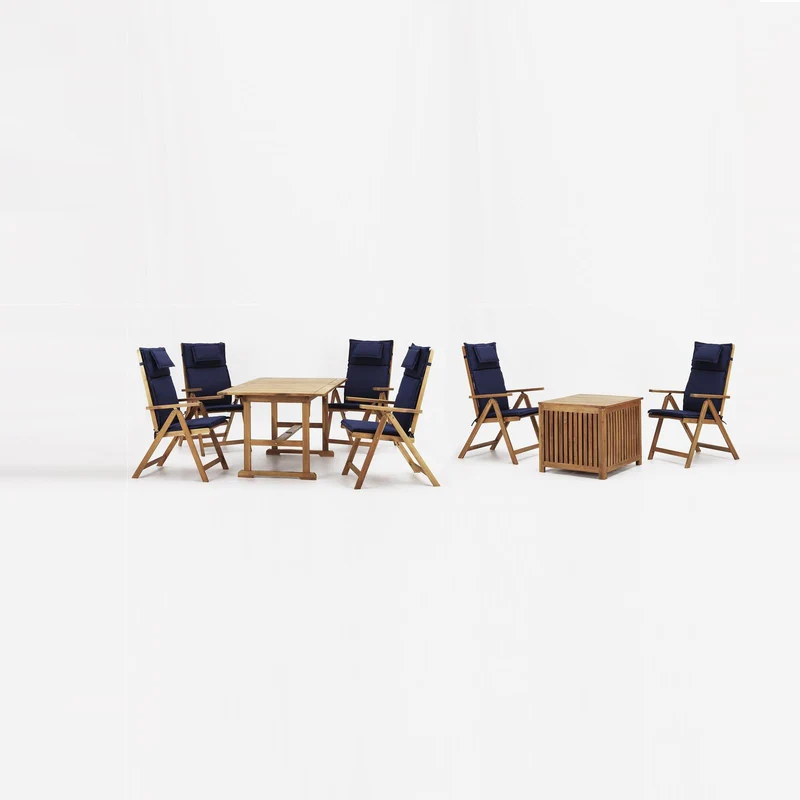 Ensemble d'extérieur en bois d'acacia avec coussins