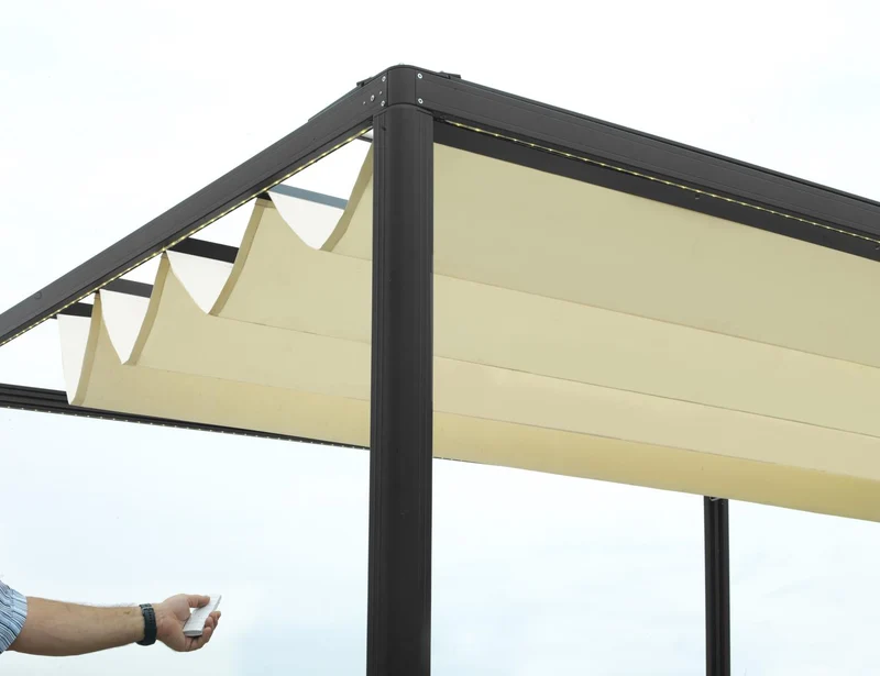 Pergola en Aluminium Milwaukee 3x3x2,5 m Noire avec Toit Électrique