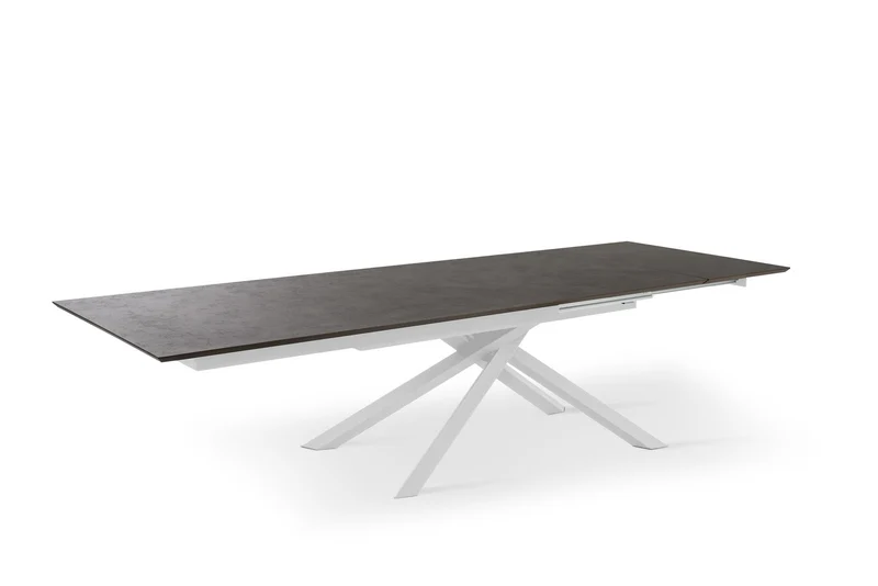 Table extensible avec plateau rouille et pieds blancs 170/270x90x76h cm