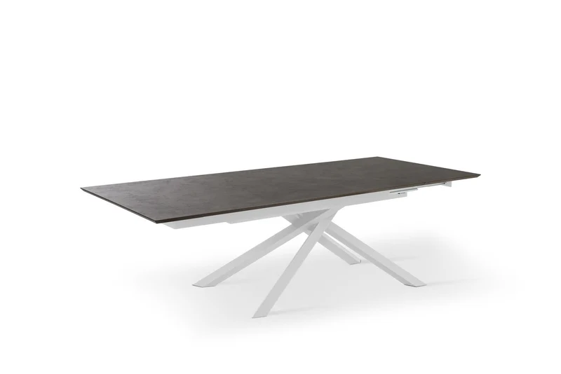 Table extensible avec plateau rouille et pieds blancs 170/270x90x76h cm