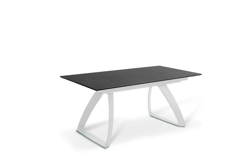 Table extensible avec pieds en aluminium et plateau noir 170/270x90x76h cm