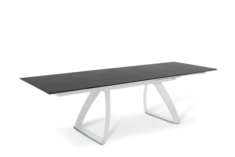 Table extensible avec pieds en aluminium et plateau noir 170/270x90x76h cm