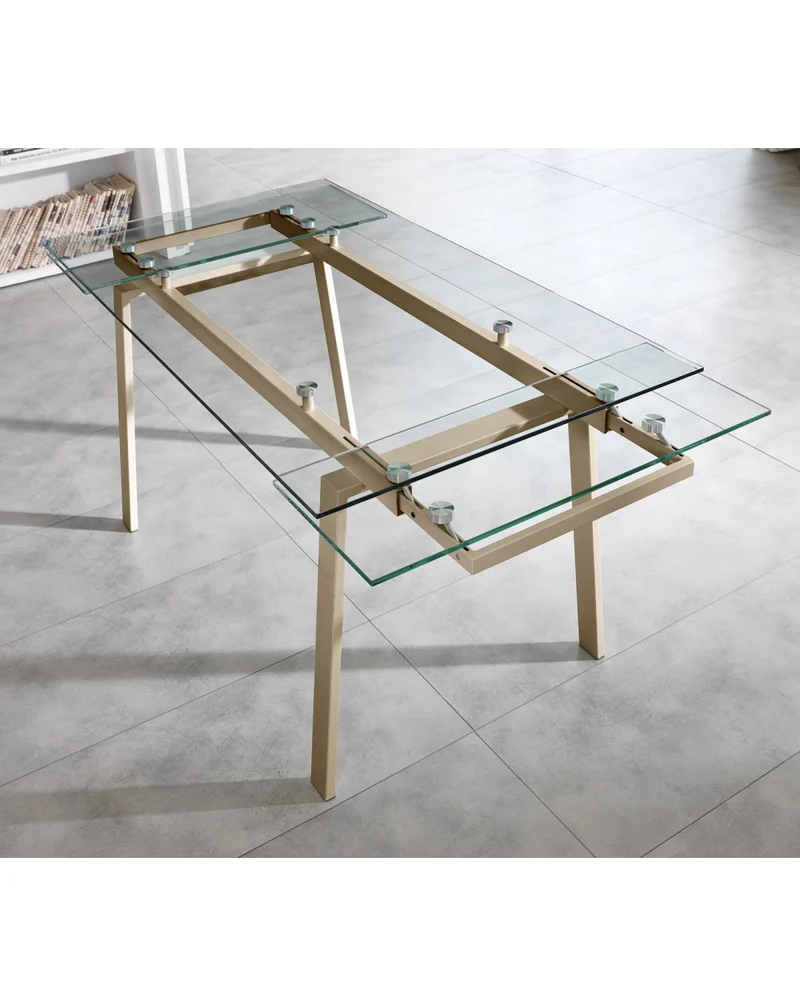 Table extensible Tommy 140-200x80 cm, pieds gris tourterelle