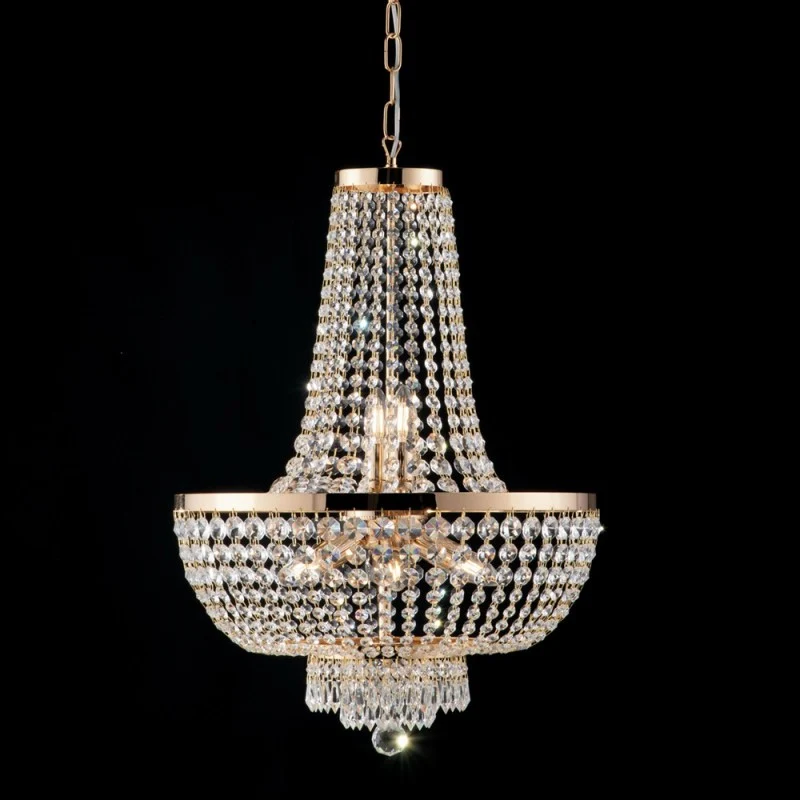Lustre impérial en fer doré et laiton à huit lumières 50x h74 cm