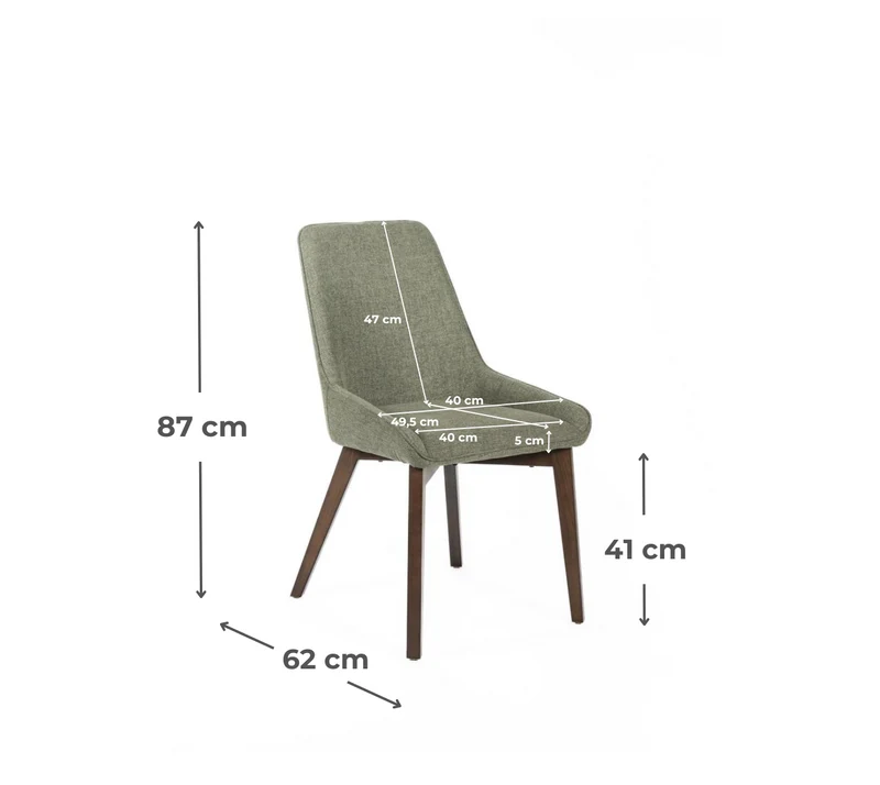 4x Chaise en Tissu Vert 62cm x 49,5cm H.87cm