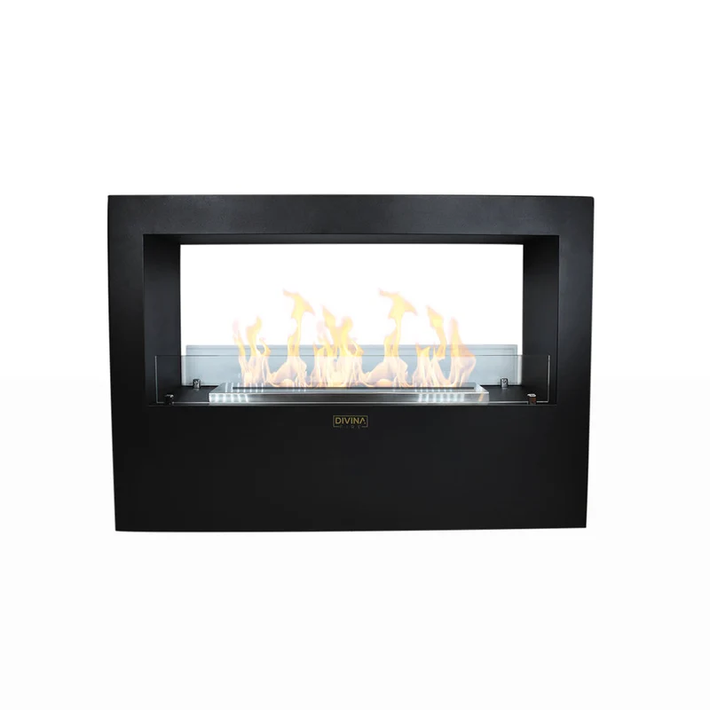 Cheminée au sol au bioéthanol Giotto S Noir 100x30x70