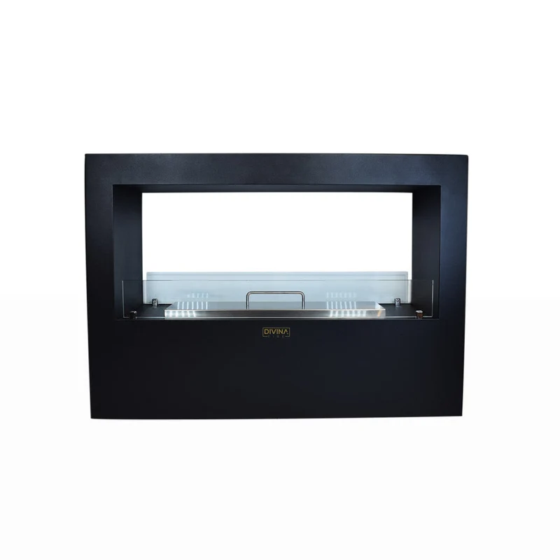 Cheminée au sol au bioéthanol Giotto S Noir 100x30x70