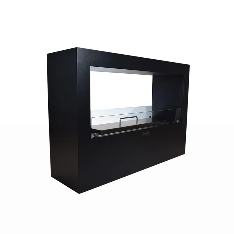 Cheminée au sol au bioéthanol Giotto S Noir 100x30x70