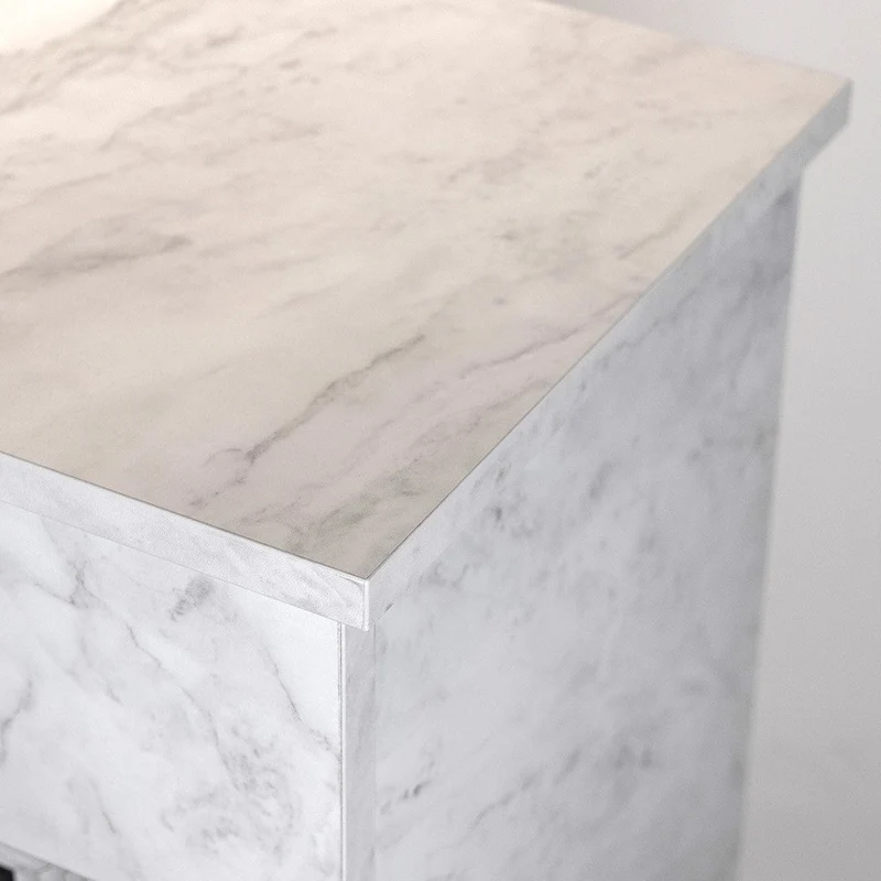 Cheminée au Bioéthanol BELLINI en Bois Effet Marbre Blanc - Fabriquée en Italie - L96 x P35 x H96