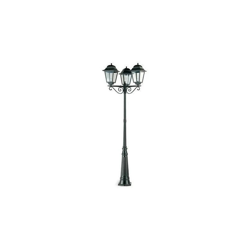 Lampadaire 3 lumières en aluminium moulé sous pression noir avec diffuseurs en verre h. 264 cm