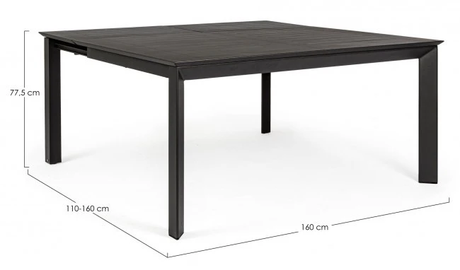 Table de jardin extensible Konnor anthracite largeur 110-160 cm