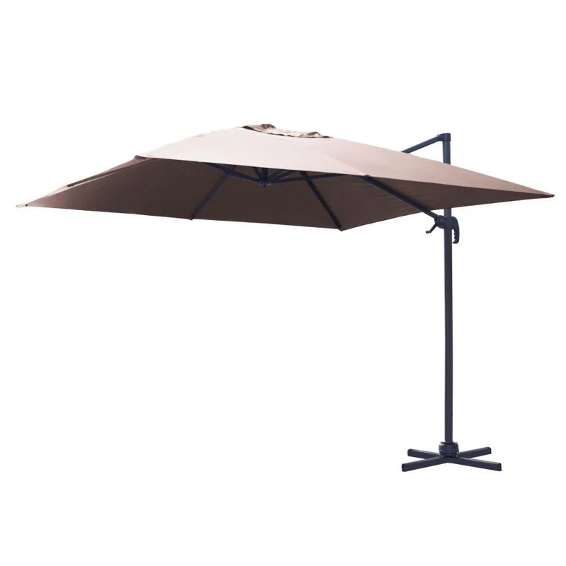 Parasol en Aluminium Couleur Sable avec Poteau Latéral 4x4 m
