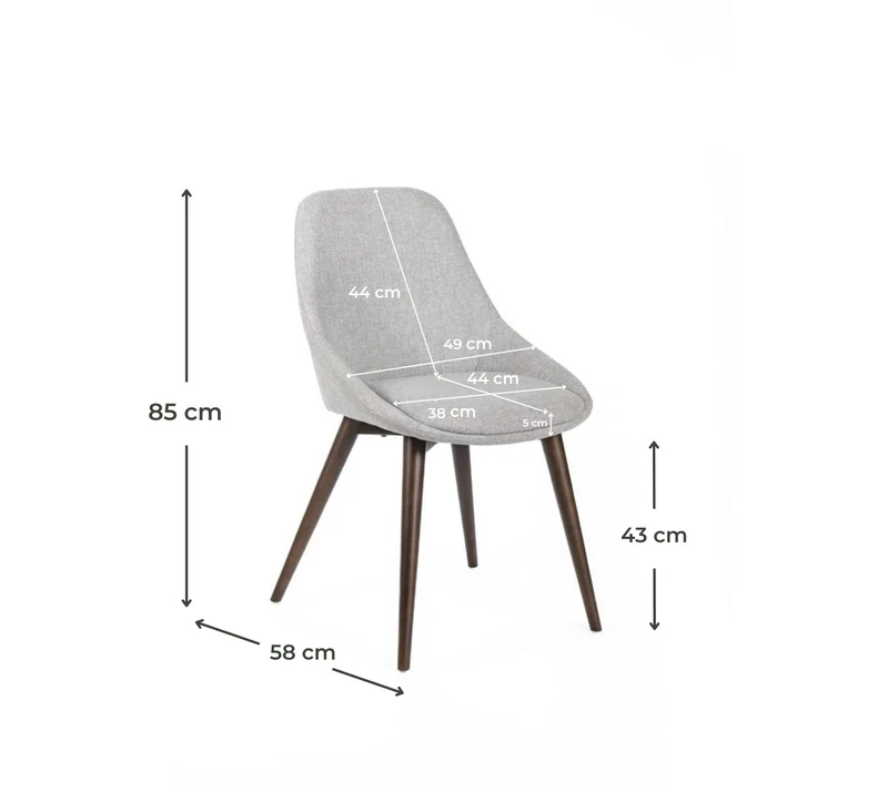 4x Chaise en tissu - 58 cm x 49 cm x 85 cm