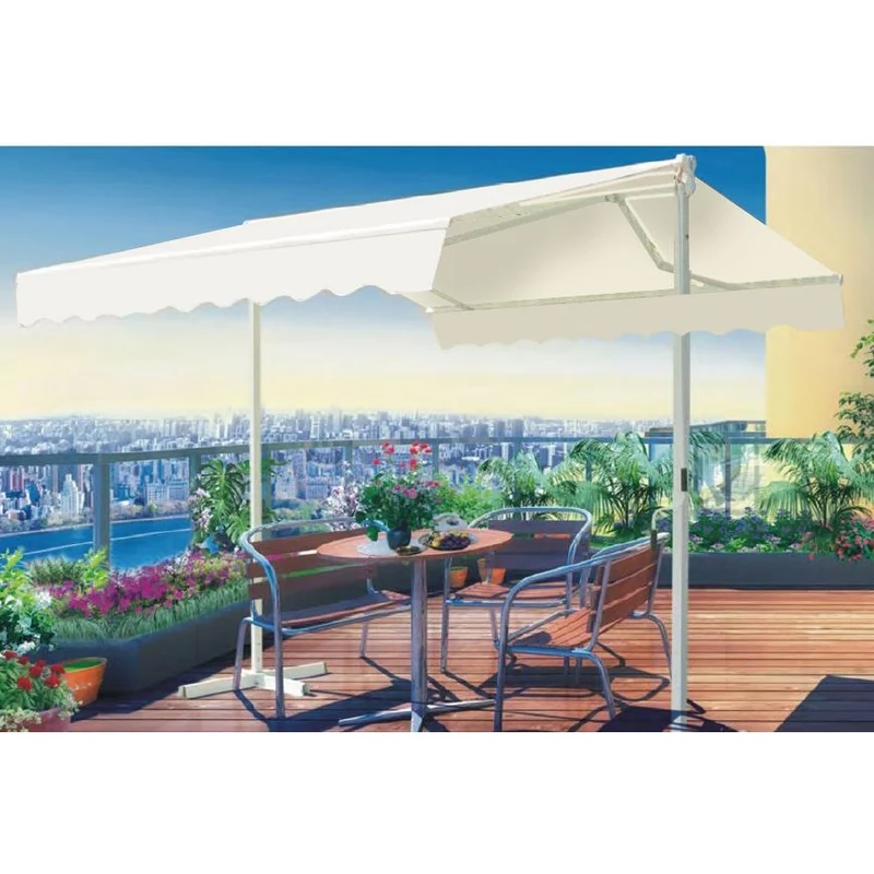 Store double layton manuel avec structure en aluminium et couverture beige