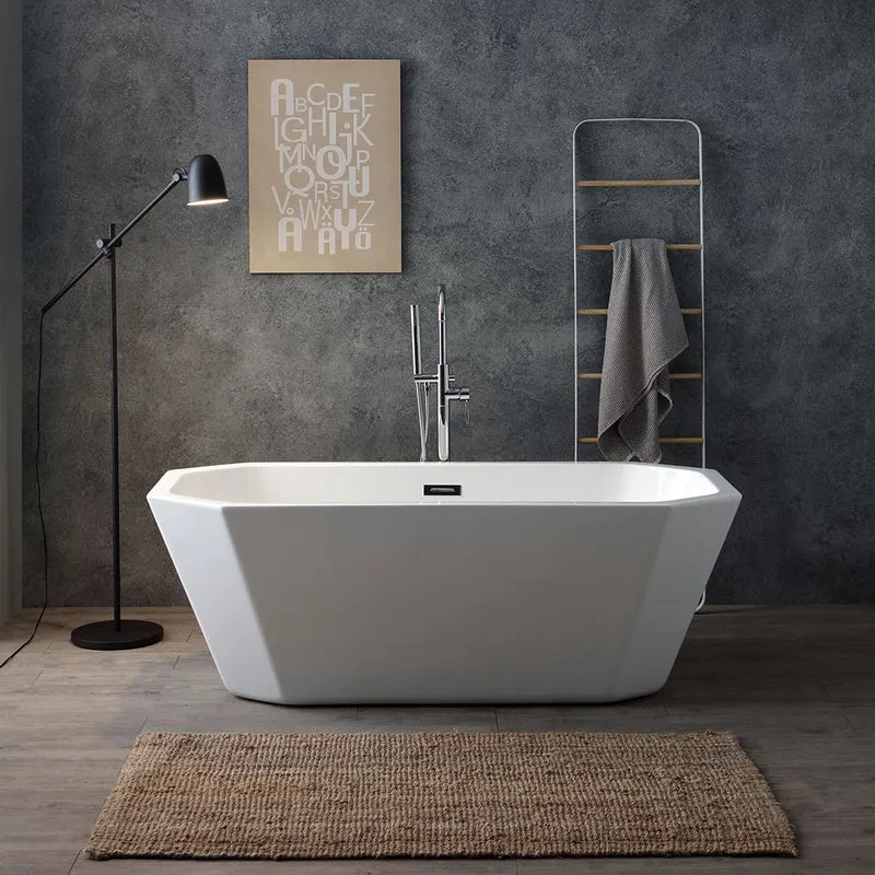 Baignoire autoportante octogonale en acrylique blanc