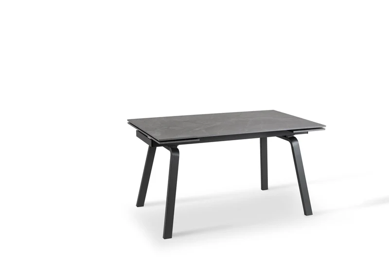 Table extensible avec plateau en pierre effet marbre noir 140/200x80x76h cm