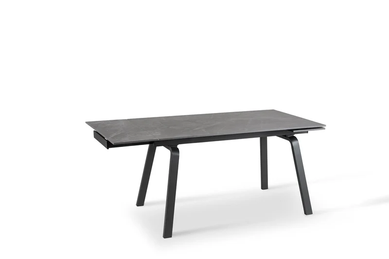 Table extensible avec plateau en pierre effet marbre noir 140/200x80x76h cm