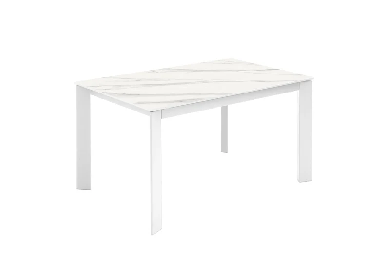 Table extensible 140-200x90x76 cm en céramique marbre blanc