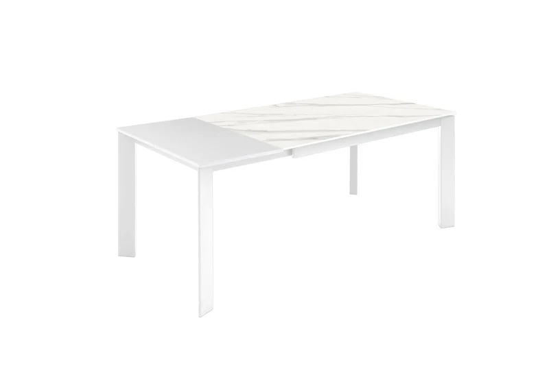 Table extensible 140-200x90x76 cm en céramique marbre blanc