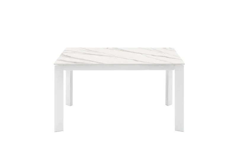 Table extensible 140-200x90x76 cm en céramique marbre blanc