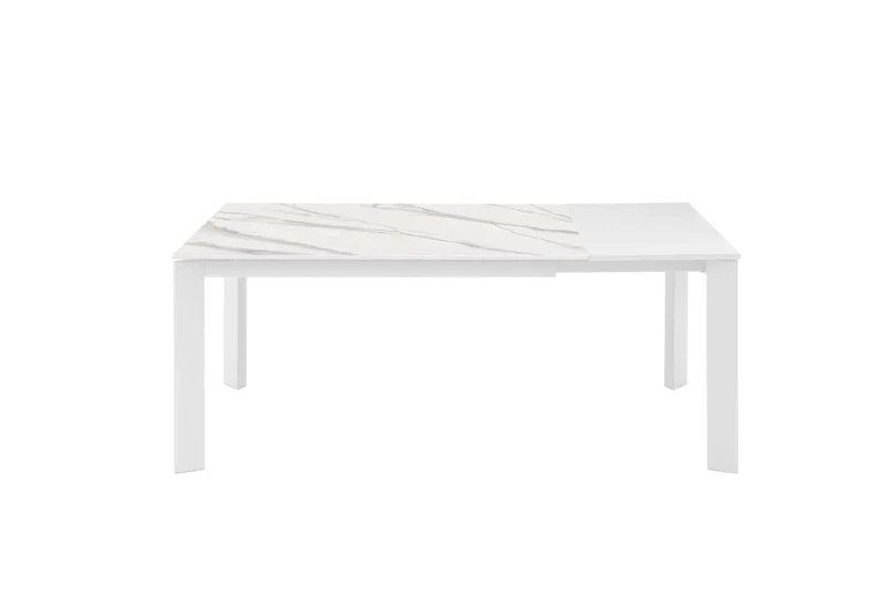 Table extensible 140-200x90x76 cm en céramique marbre blanc