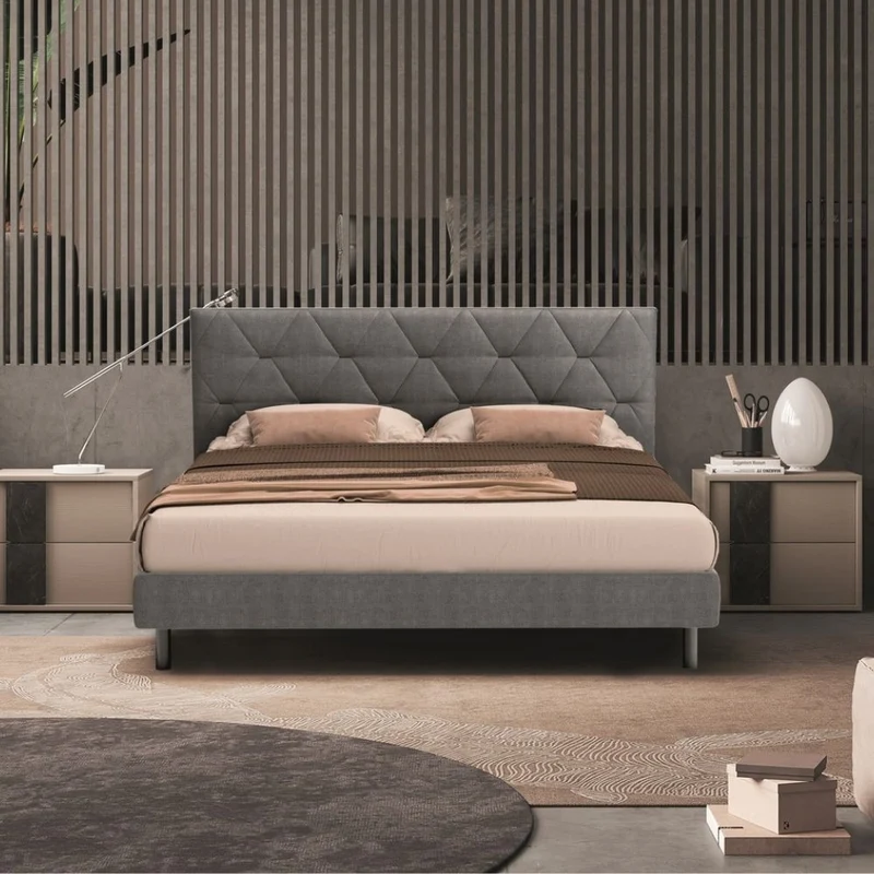 Lit double rangement gris 177x8x117 cm