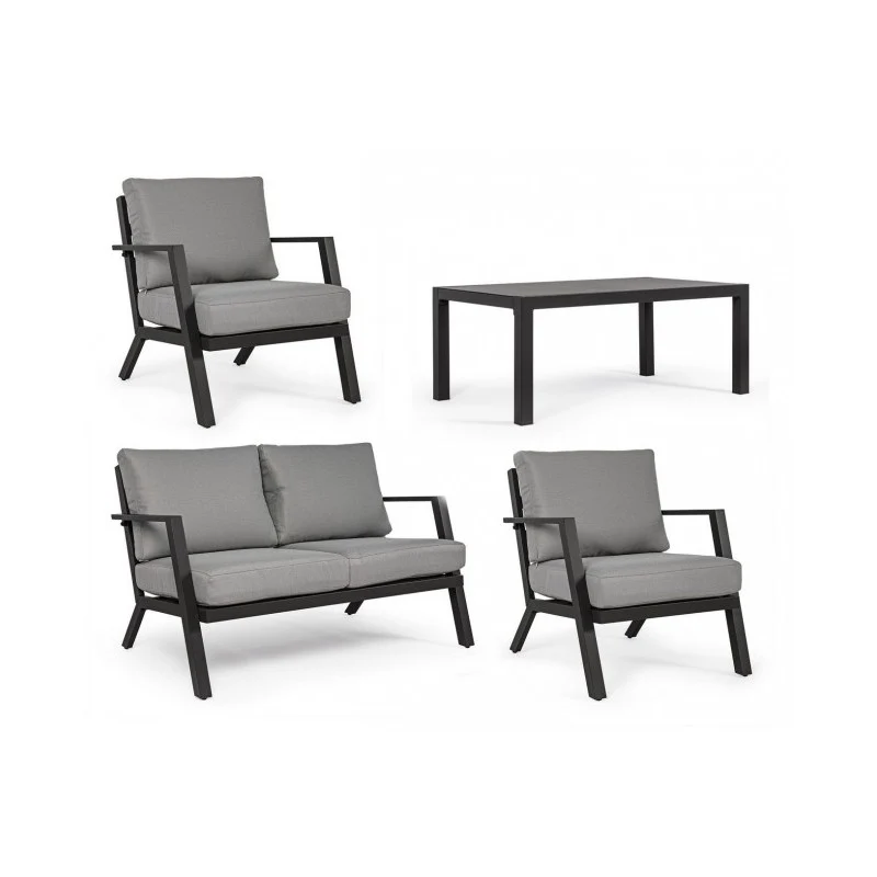 Ensemble de salon de jardin anthracite 4 pièces YK13
