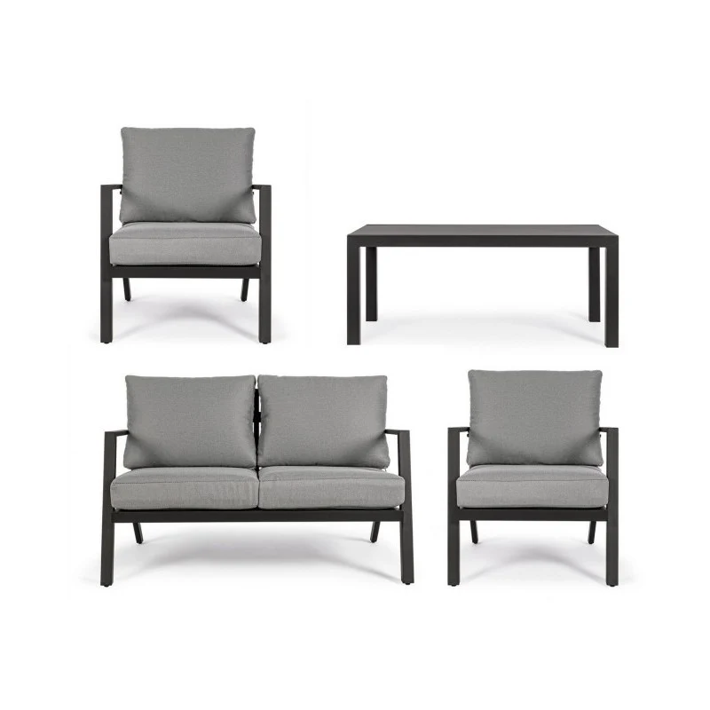 Ensemble de salon de jardin anthracite 4 pièces YK13