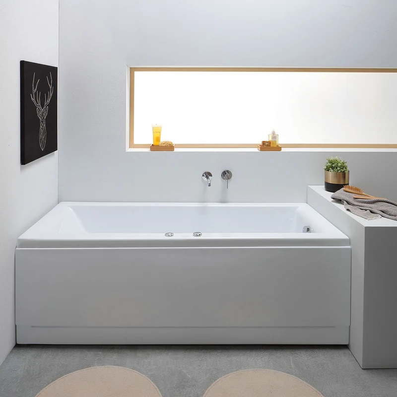 Baignoire d'hydromassage rectangulaire en acrylique blanc