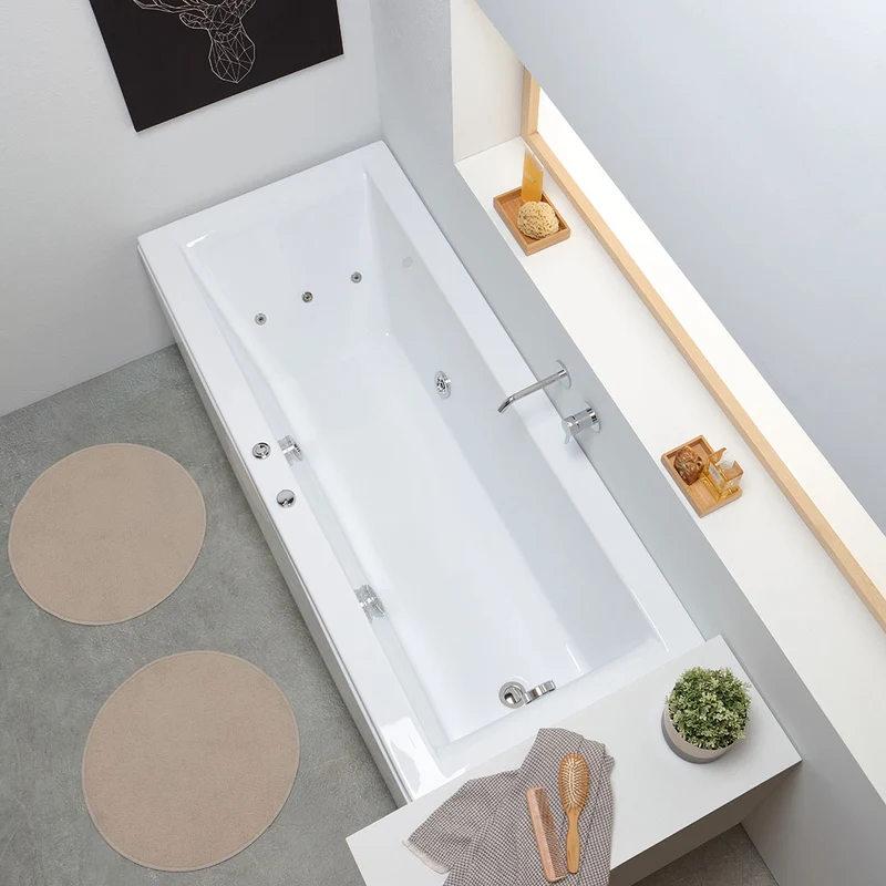 Baignoire d'hydromassage rectangulaire en acrylique blanc