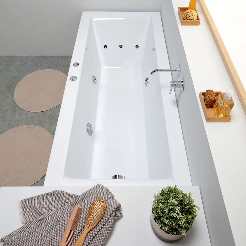 Baignoire d'hydromassage rectangulaire en acrylique blanc