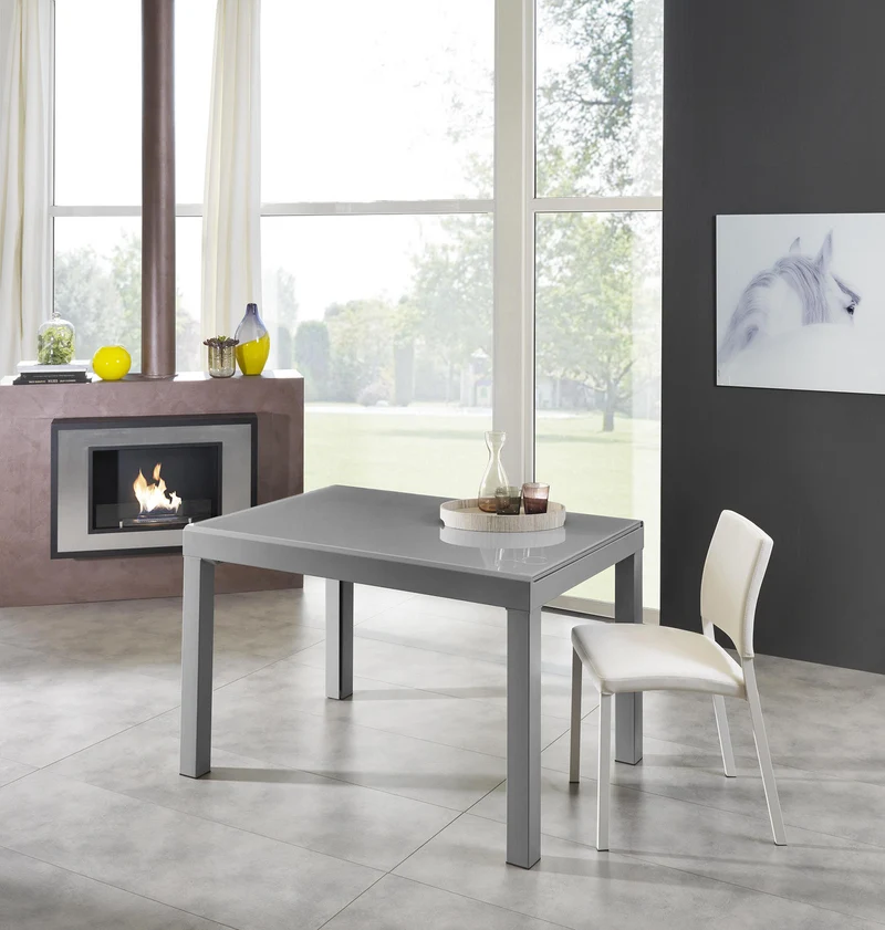 Table extensible avec plateau en verre trempé gris 120/175/230/290/350x75h cm