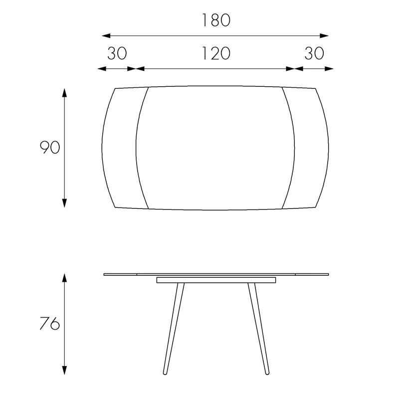 Table extensible en verre trempé avec plateau gris 120/180x90h cm