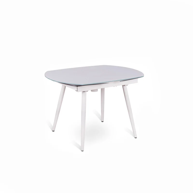 Table extensible avec plateau en verre trempé blanc 120/180x90h cm