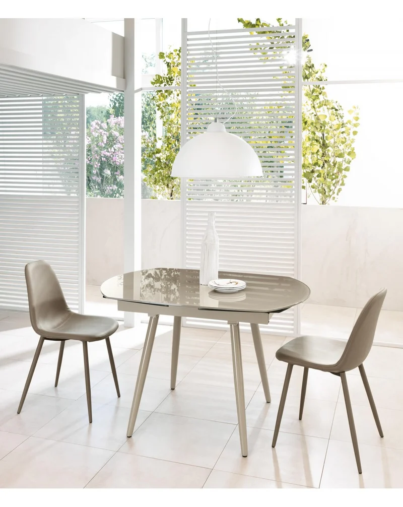 Table extensible Kyoto Four 120-180x90 cm gris tourterelle quatre pieds
