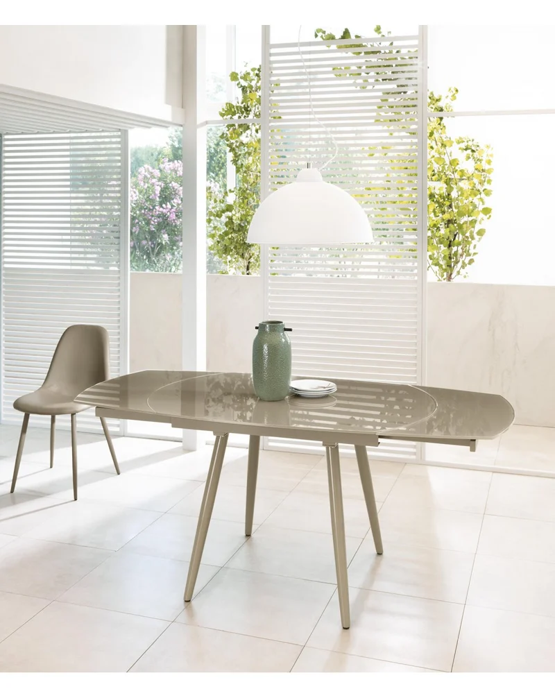 Table extensible Kyoto Four 120-180x90 cm gris tourterelle quatre pieds