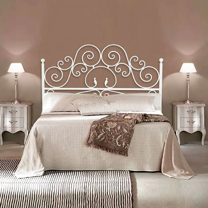 Lit double avec tête de lit en fer blanc avec conteneur 170x202xh.135 cm