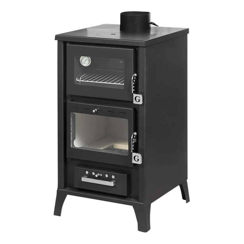 Poêle à bois avec four Marzia Nera 15,3 kW L45xP48,5xH91,5
