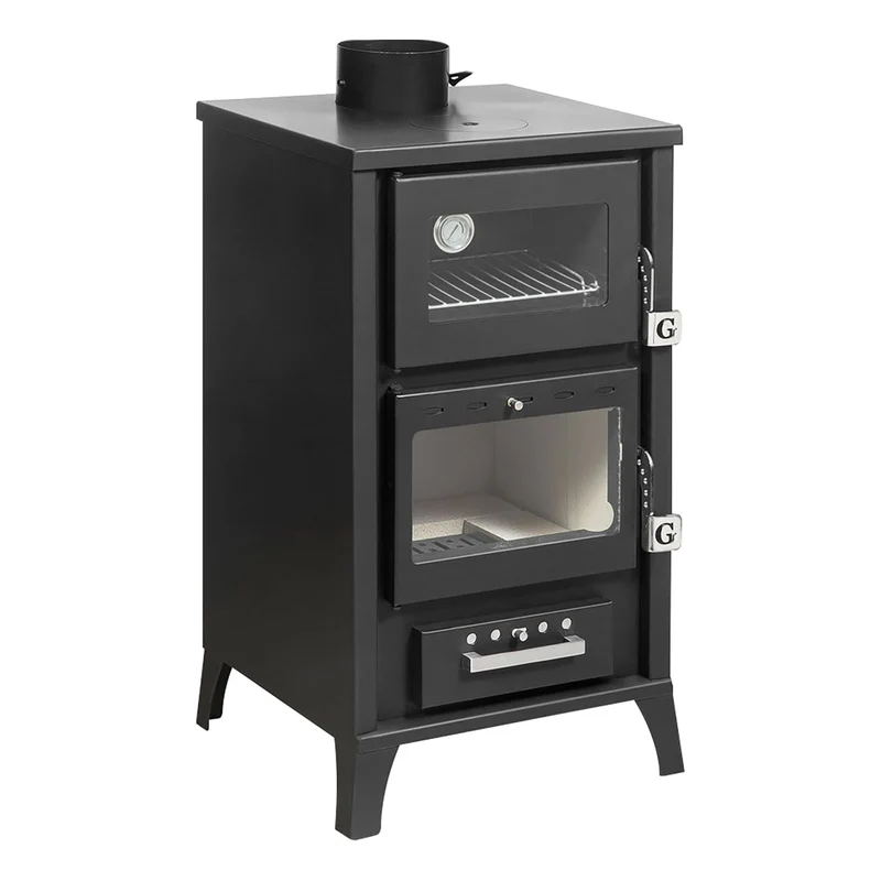 Poêle à bois avec four Marzia Nera 15,3 kW L45xP48,5xH91,5