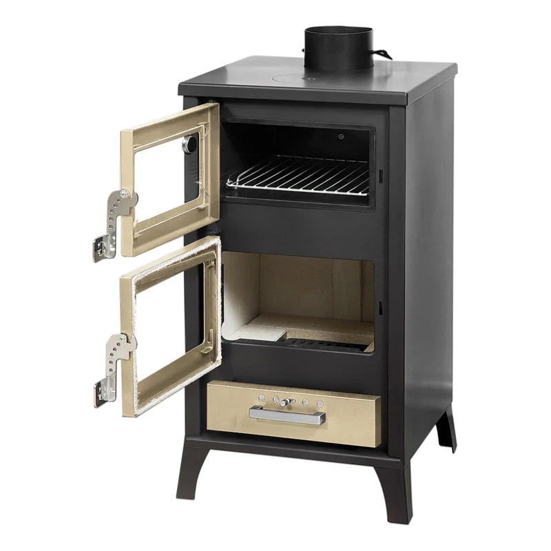 Poêle à bois avec four Marzia Nera 15,3 kW L45xP48,5xH91,5