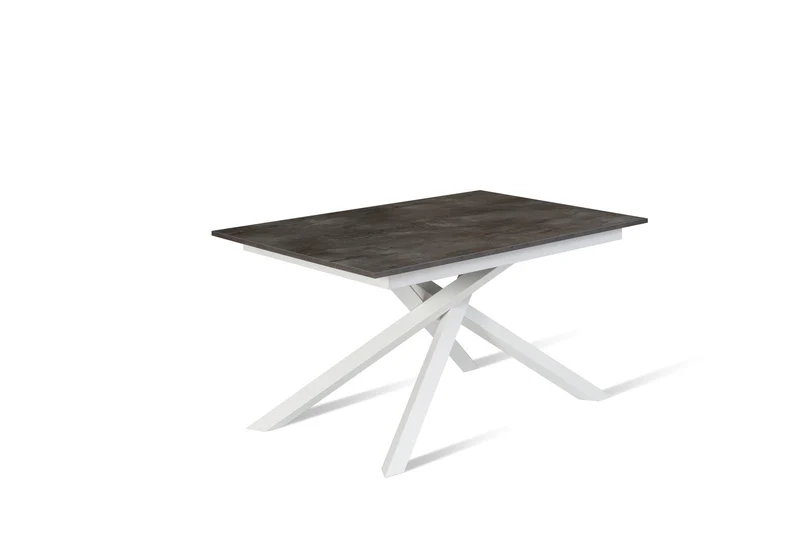 Table extensible en béton gris-blanc 90 cm x 140-190 cm H. 76 cm